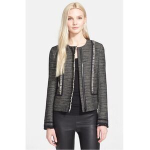 Vince Fringe Trim Bouclé Jacket